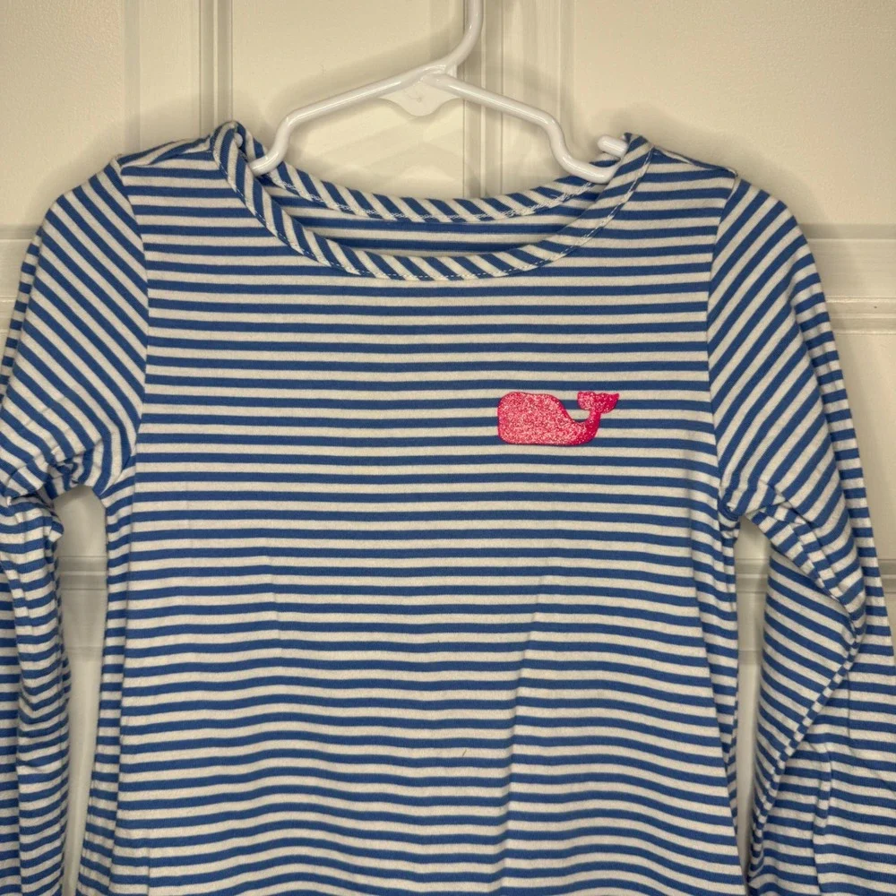 Vineyard Vines Kids Blue White‎ Striped Whale Applique Dress Size 4T